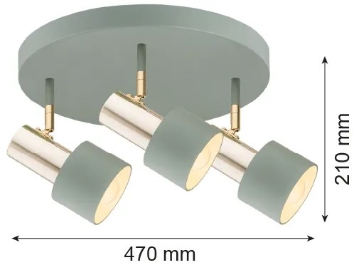 Argon 6007 - Bodové svietidlo DORIA 3xE27/15W/230V zelená/mosadz