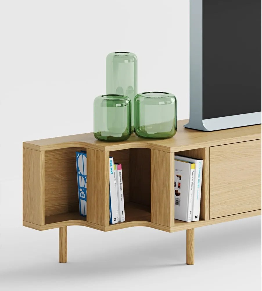 TV stolík v dekore duba v prírodnej farbe 189x50x44 cm Shift – Woodman