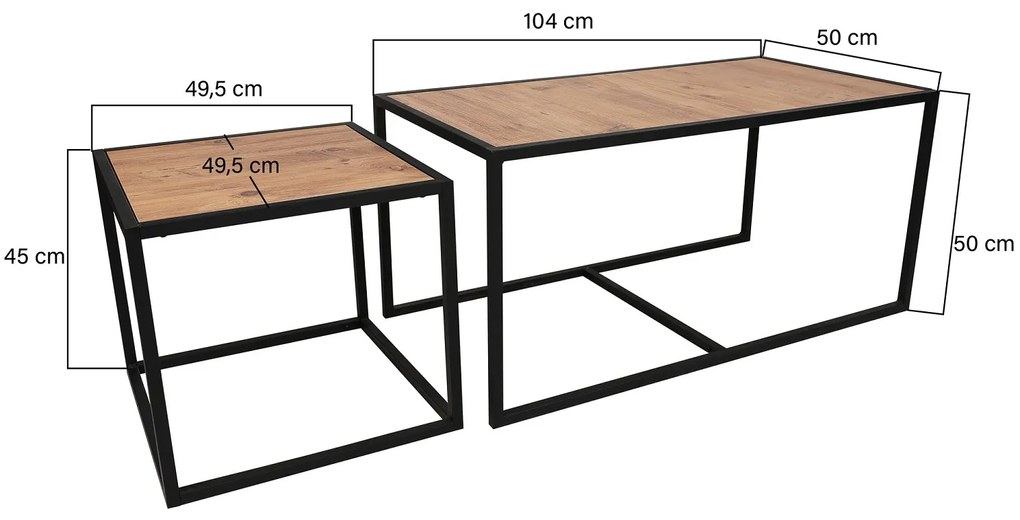 Sada konferenčných stolíkov Dallin 104 cm vzor orech