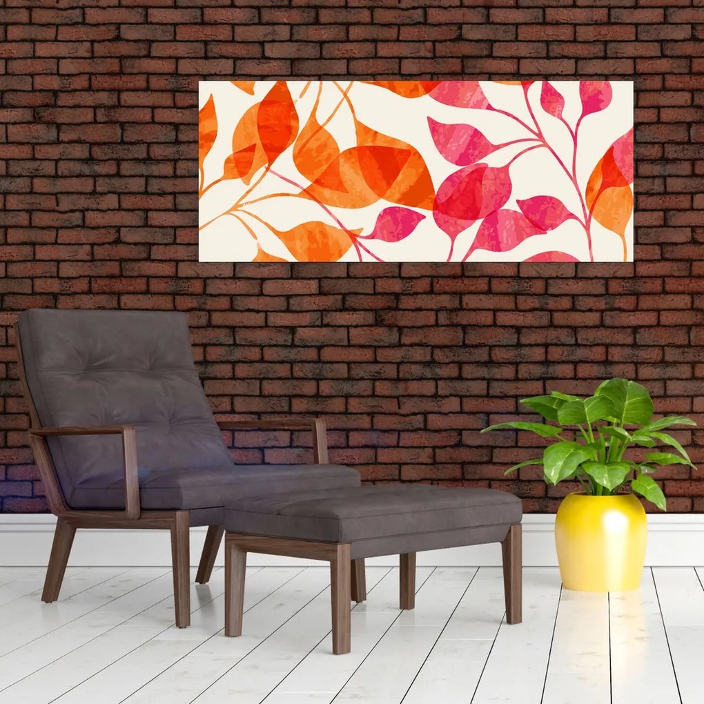 Obraz - Oranžové lístie (120x50 cm)
