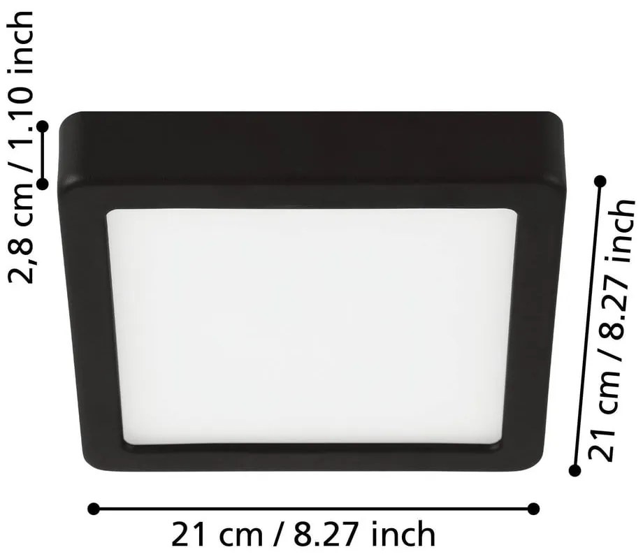 Čierne LED stropné svietidlo 21x21 cm FUEVA 5 – EGLO