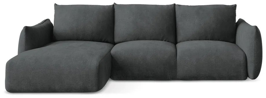 Tmavosivá ženilková rozkladacia rohová pohovka (ľavý roh/s leňoškou) Leila – Makamii