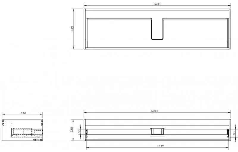 Mexen Box-A, závesná skrinka 160 cm, 1 zásuvka, biela matná, 91AX0-1600-235-1-01