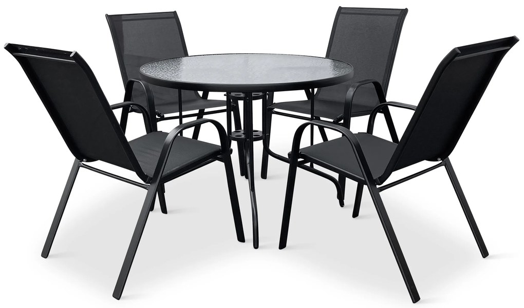 Noela Záhradný jedálenský set Capri 100cm + 4x kovová stolička Ramada