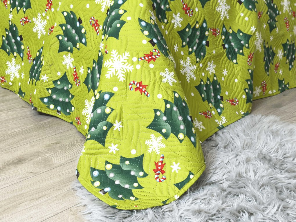 Prehoz na posteľ CHRISTMAS TREE, zelený Rozmer: 170 x 210 cm
