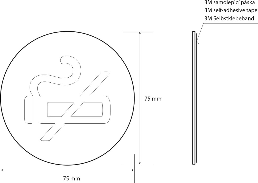 Sapho Sapho, Ceduľa "Fajčenie zakázané" 75x75x2mm, nerez mat, XP121