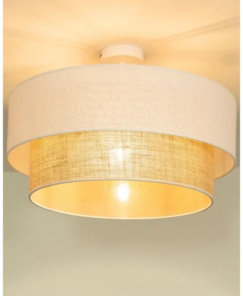 Prisadený luster BORHO 1xE27/60W/230V biela/juta