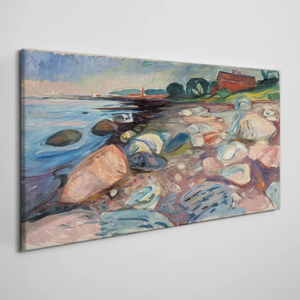 Obraz Canvas Shore s červeným domom munch