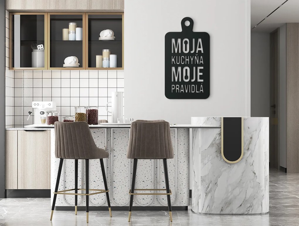 drevko Drevený obraz do kuchyne Moja kuchyňa moje pravidlá Rozmer obrazu: 50 x 27 cm, Farba dekorácie: Čierna