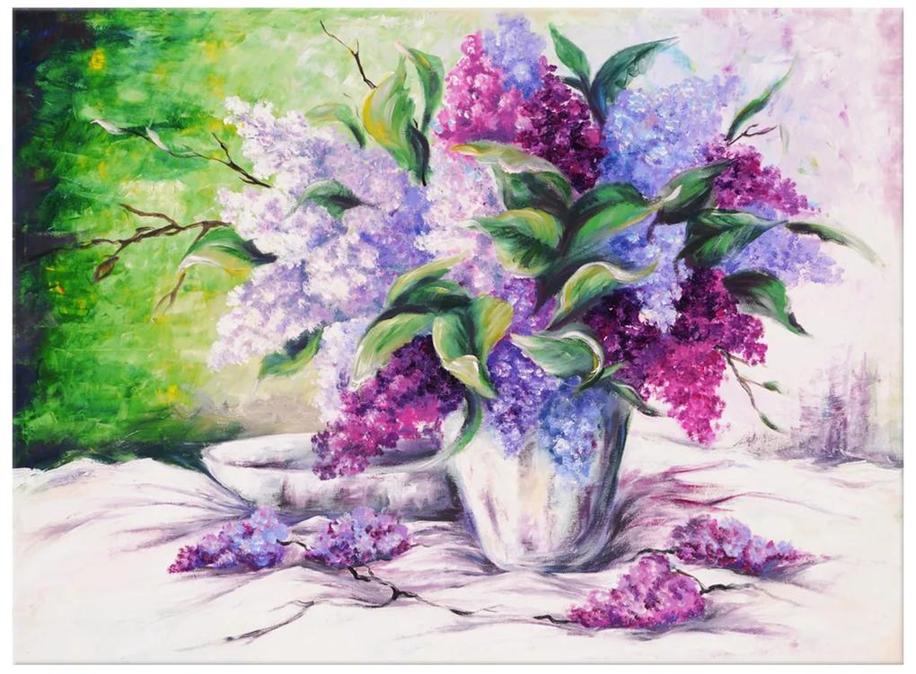 Gario Ručne maľovaný obraz Kytica farebných levandúľ Rozmery: 70 x 100 cm