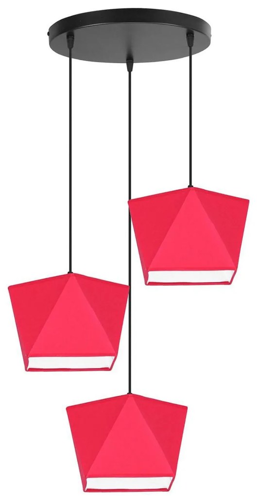 Závesné svietidlo Diamond, 3x textilné tienidlo (mix 6 farieb), (výber z 3 farieb konštrukcie), o
