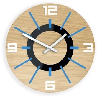 Sammer Kvalitné dubové nástenné hodiny ALLADYN - modrá 33 cm AlladynWoodBlue