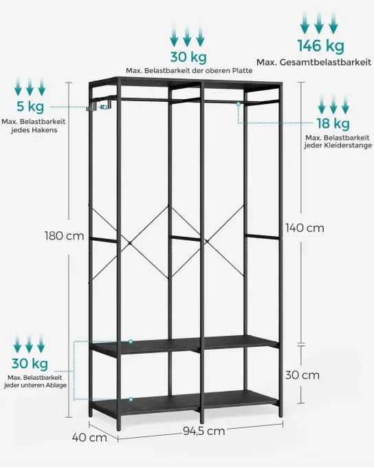 Otvorená šatníková skriňa RGR004B56