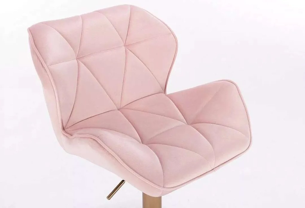 LuxuryForm DESIGN Barová stolička MILANO VELUR na čiernej hranatej podstave - svetlo ružová