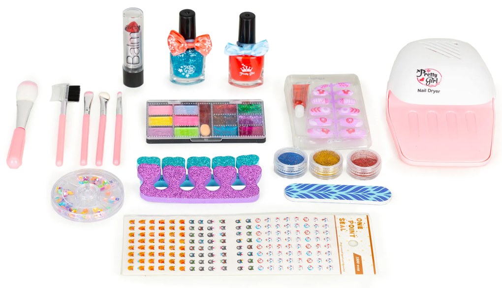 MULTISTORE Detský kozmetický kufrík s UV LED lampou a zrkadlom