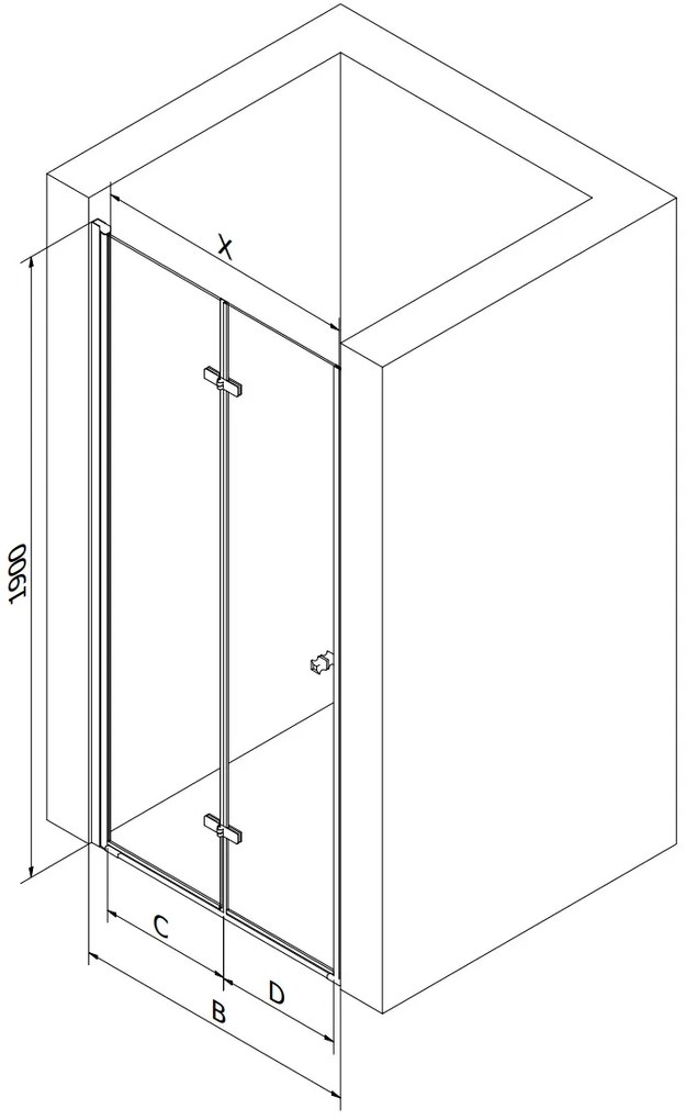 Mexen Lima, skladacie sprchové dvere do otvoru 115 x 190 cm, 6mm číre sklo, chrómový profil, 856-115-000-01-00-D