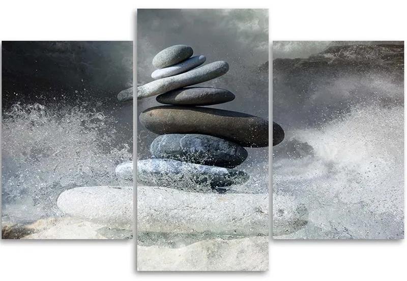 Gario Obraz na plátne Zenové kamene vo vode - 3 dielny Rozmery: 60 x 40 cm