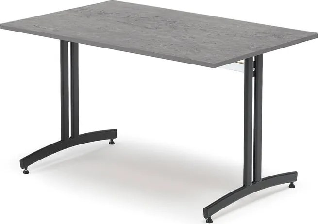 Jedálenský stôl, 1200x800 mm, tmavošedé linoleum, čierna