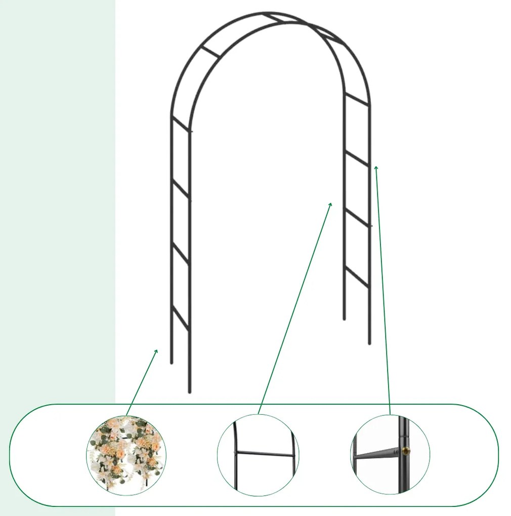 Oblúková opora na ruže 240x140x37cm Gardebruk