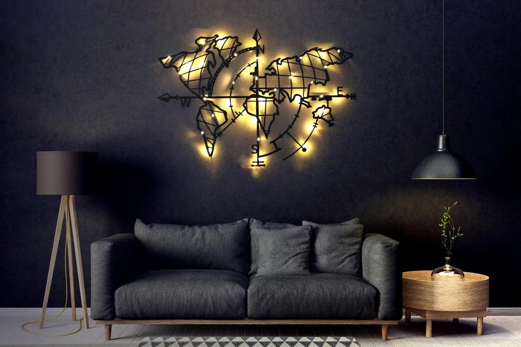 Svetelný obraz na stenu World Map