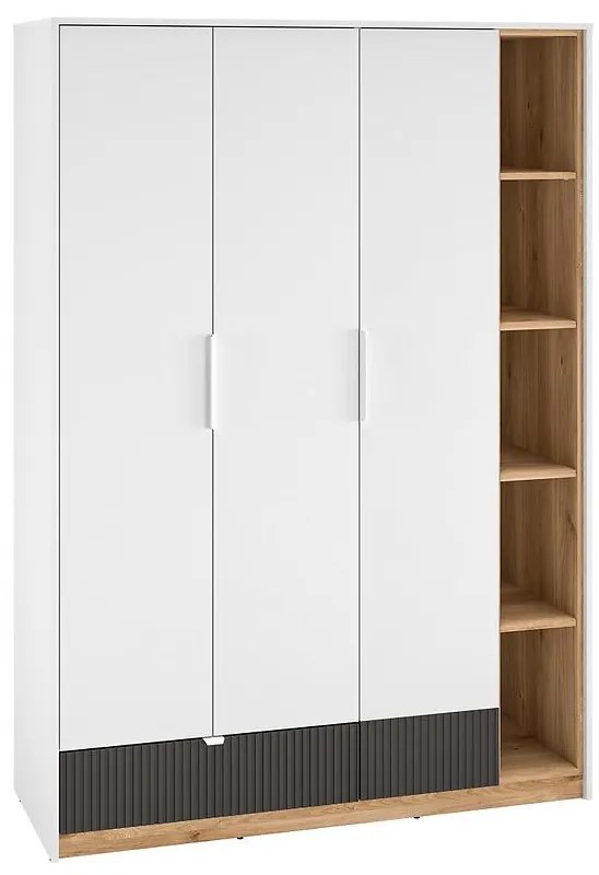 Skriňa Torino 01 biela/dub castello/grafit