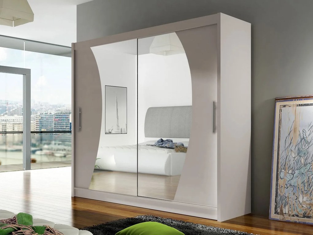 Skriňa London IX, Farby: kašmír, Osvetlenie: osvetlenie LED RGB - farebné
