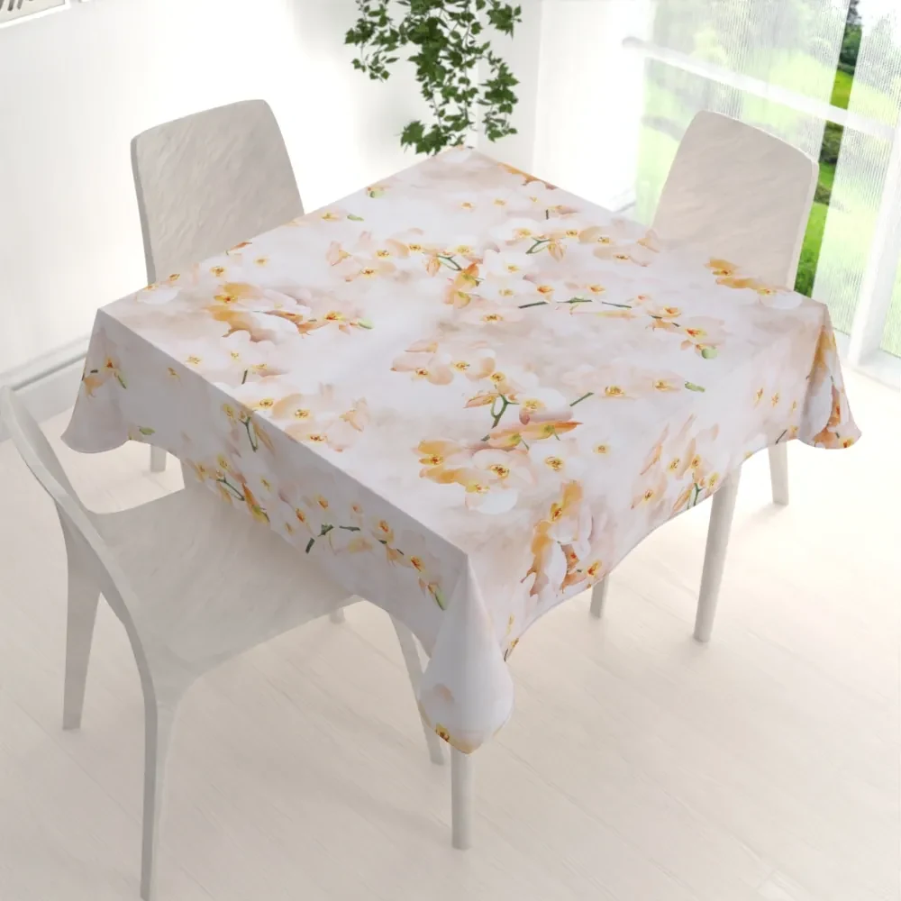 Biante Teflónový štvorcový obrus TF-045 Orchidey na béžovom 90x90 cm