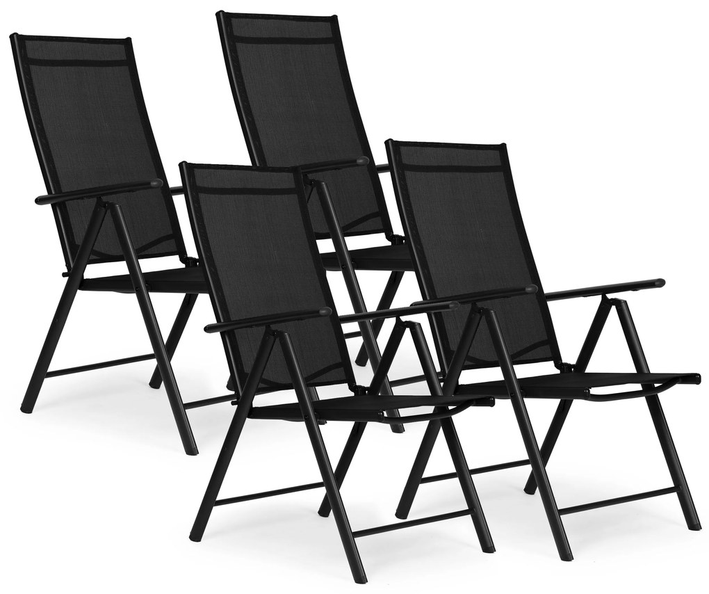 Komplet 4 záhradných stoličiek, čierne MultiGarden
