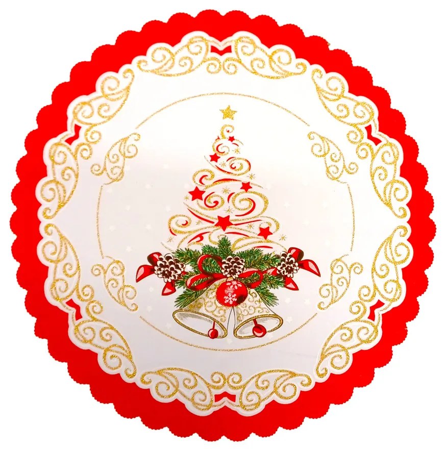 Vianočný okrúhly obrus Homa TREE red Ø 35 cm