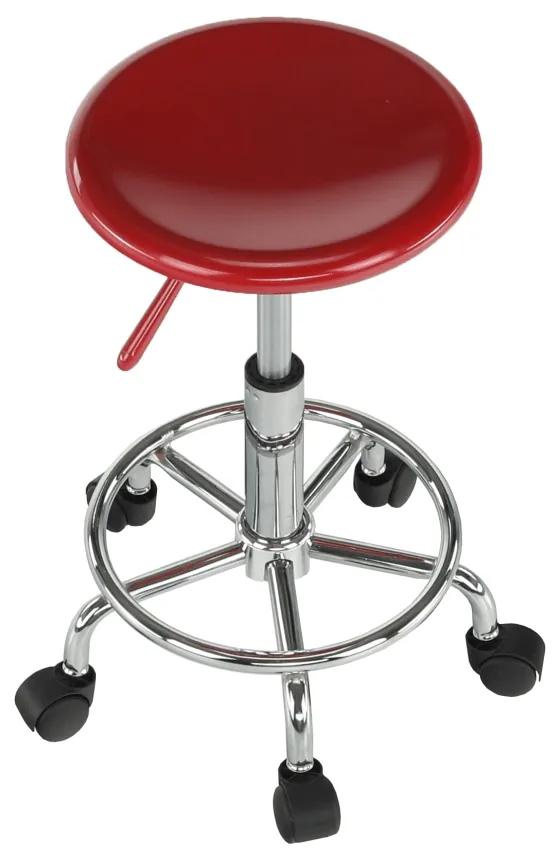 Stolička na kolieskach Mabel 3 New - červená / chróm
