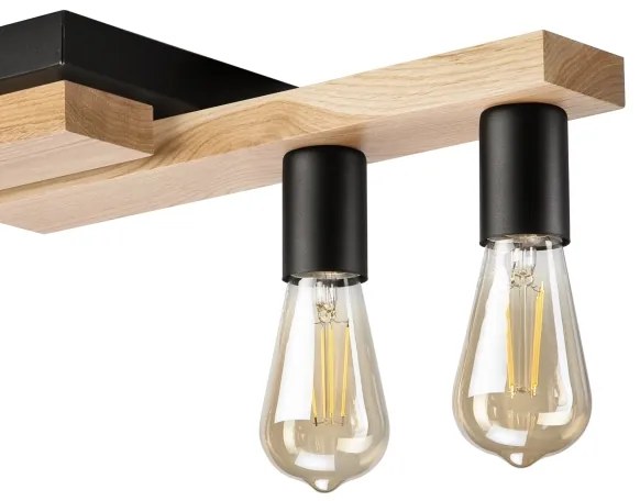 Prisadený luster MATTE 4xE27/15W/230V čierna/dub
