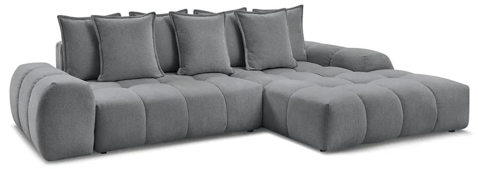 Tmavosivá ženilková rozkladacia/s úložným priestorom rohová pohovka (pravý roh/s leňoškou) Everest – Bobochic Paris