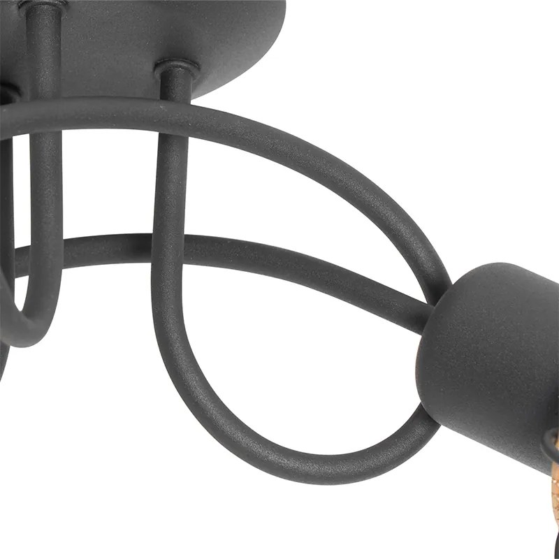 Dizajnové stropné svietidlo čierne so zlatom 3-svetlo - Noud