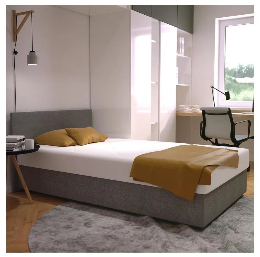 Čalúnená posteľ s úložným priestorom a matracom DARIA 120x200 cm sivá