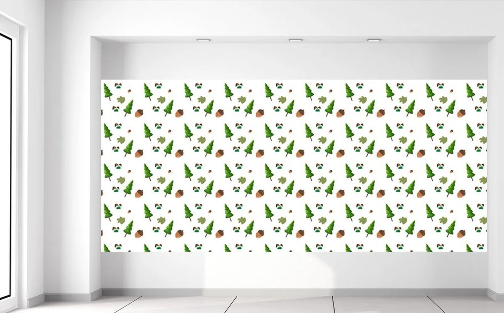Gario Fototapeta Zelené stromčeky a žalude Veľkosť: 536 x 240 cm, Materiál: Samolepiaca