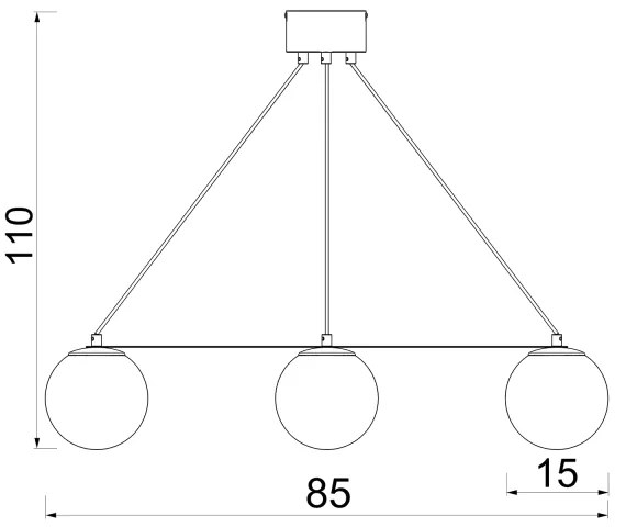 Luster na lanku BALLO 3xE27/15W/230V čierna/biela