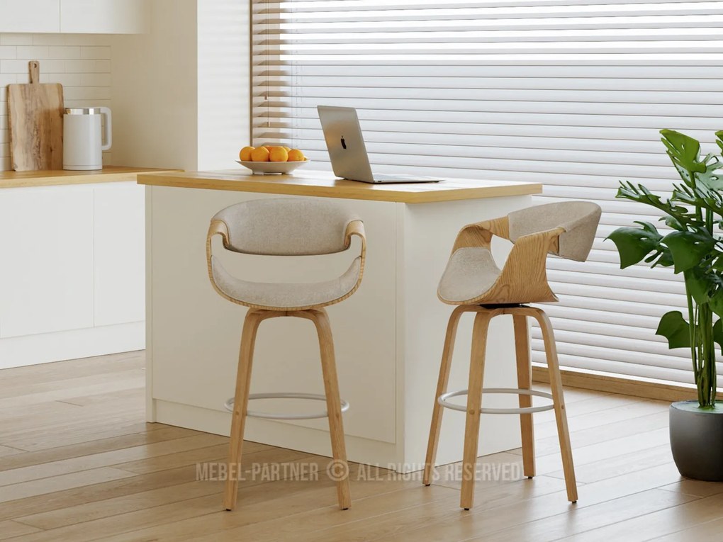 Barová stolička Bendover (béžová). Akcia -16%. Vlastná spoľahlivá doprava až k Vám domov. 1136373