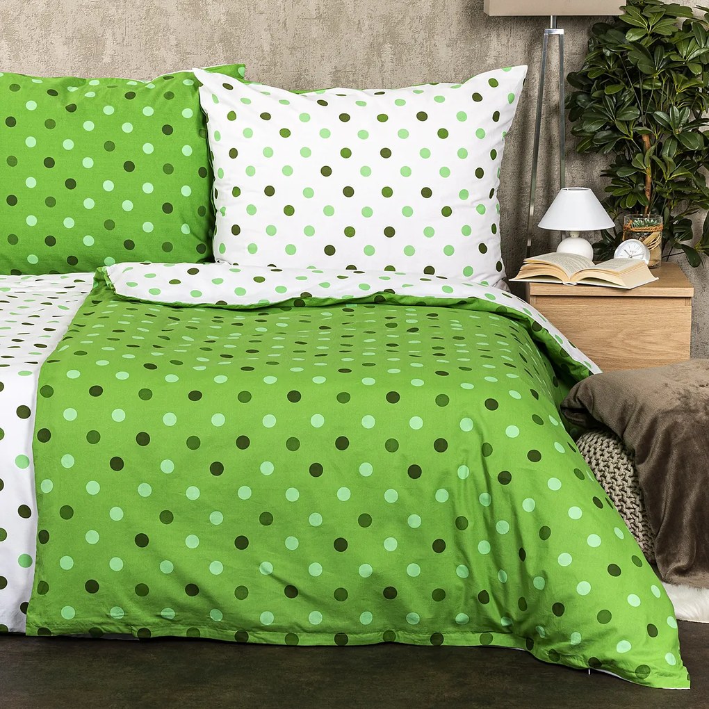 4Home Bavlnené obliečky Bodky zelená