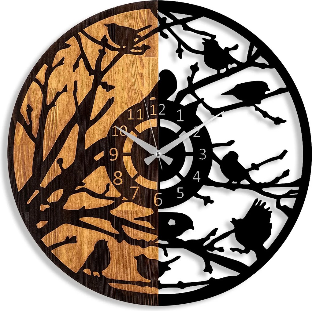 Dekoratívne nástenné hodiny WALLIE WOODEN 56 cm orech/čierne