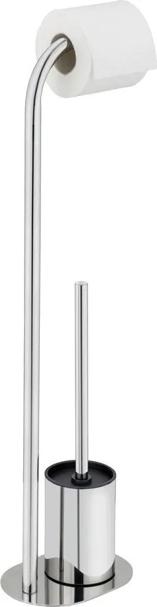 Stojan na toaletný papier s kefou z nehrdzavejúcej ocele v lesklo striebornej farbe Levante – Wenko