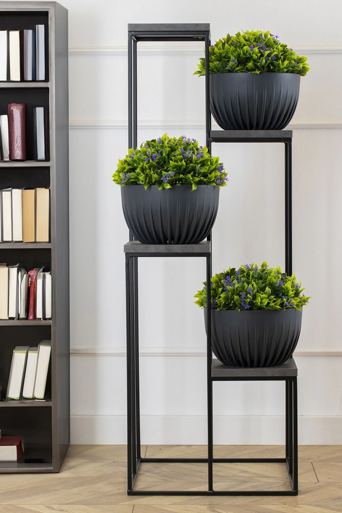 STOJAN NA KVETINÁČ KASKADA 110X40X40 CM ČIERNA/SIVÁ