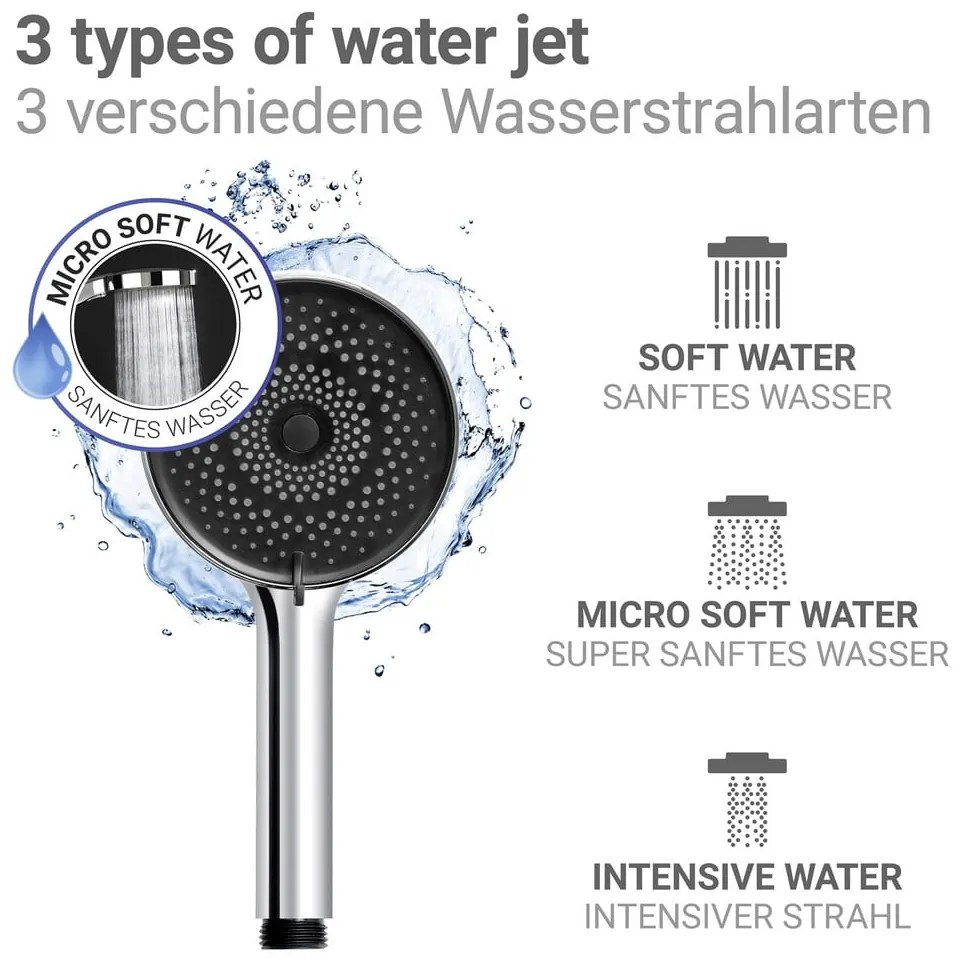 Sprchová súprava z nehrdzavejúcej ocele v striebornej farbe s ručnou sprchou/posuvný držiak 70 cm Softwater – Wenko