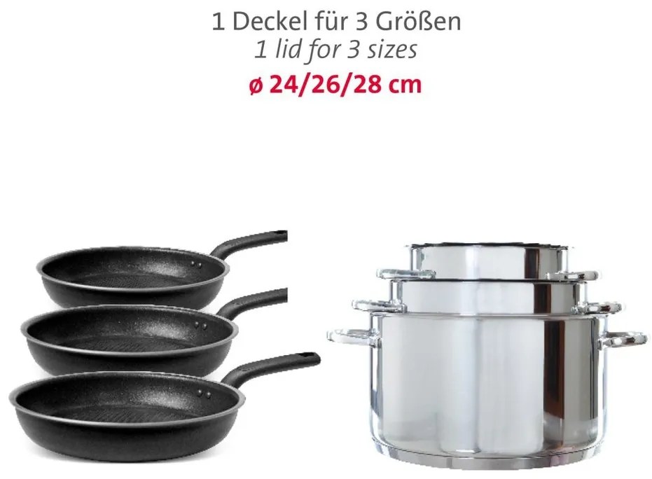 Westmark Univerzálna pokrievka so silikónovým okrajom, veľká, 24/26/28 cm
