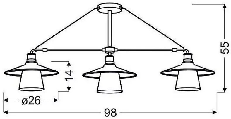 CLX Závesné industriálne osvetlenie nad jedálenský stôl LOFT, 3xE27, 60W, čierne