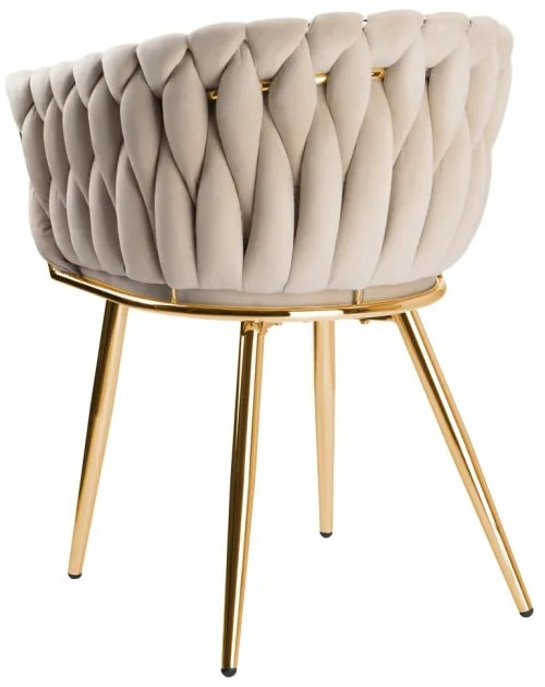 Jedálenská stolička COFTON zamatová, zlatá / béžová