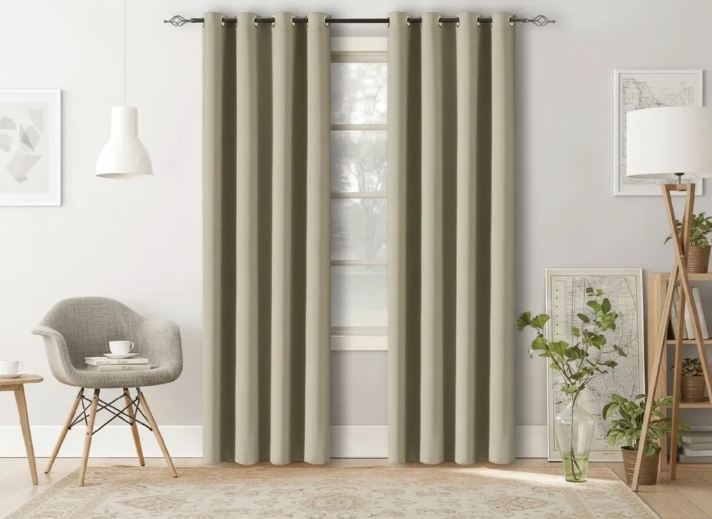 Záves OXFORD 140x250 cm, svetlo béžový Zavesenie: Riasiaca páska