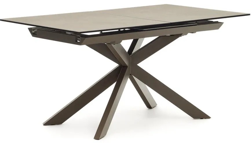 Hnedý rozkladací jedálenský stôl s keramickou doskou 90x160 cm Atminda – Kave Home