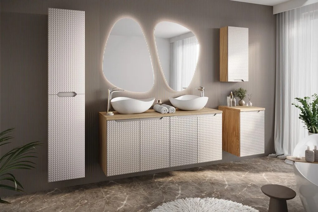 Závěsná koupelnová skříňka Luxor Beige 83-35-1D béžová/dub olejovaný