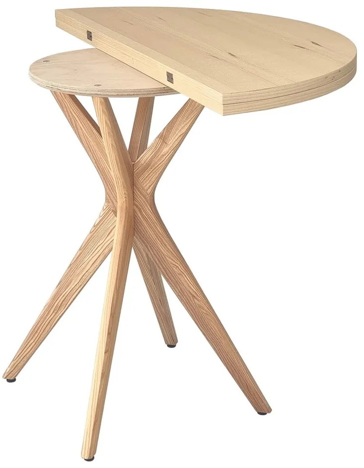 Okrúhly rozkladací jedálenský stôl s doskou v dekore jaseňového dreva 45x90 cm Jubi – Ragaba