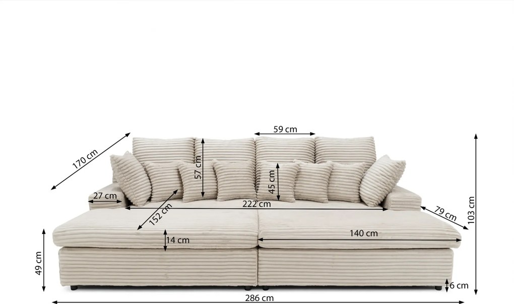 POHOVKA LARGO 286 × 170 cm TILIA 11 BÉŽOVÁ
